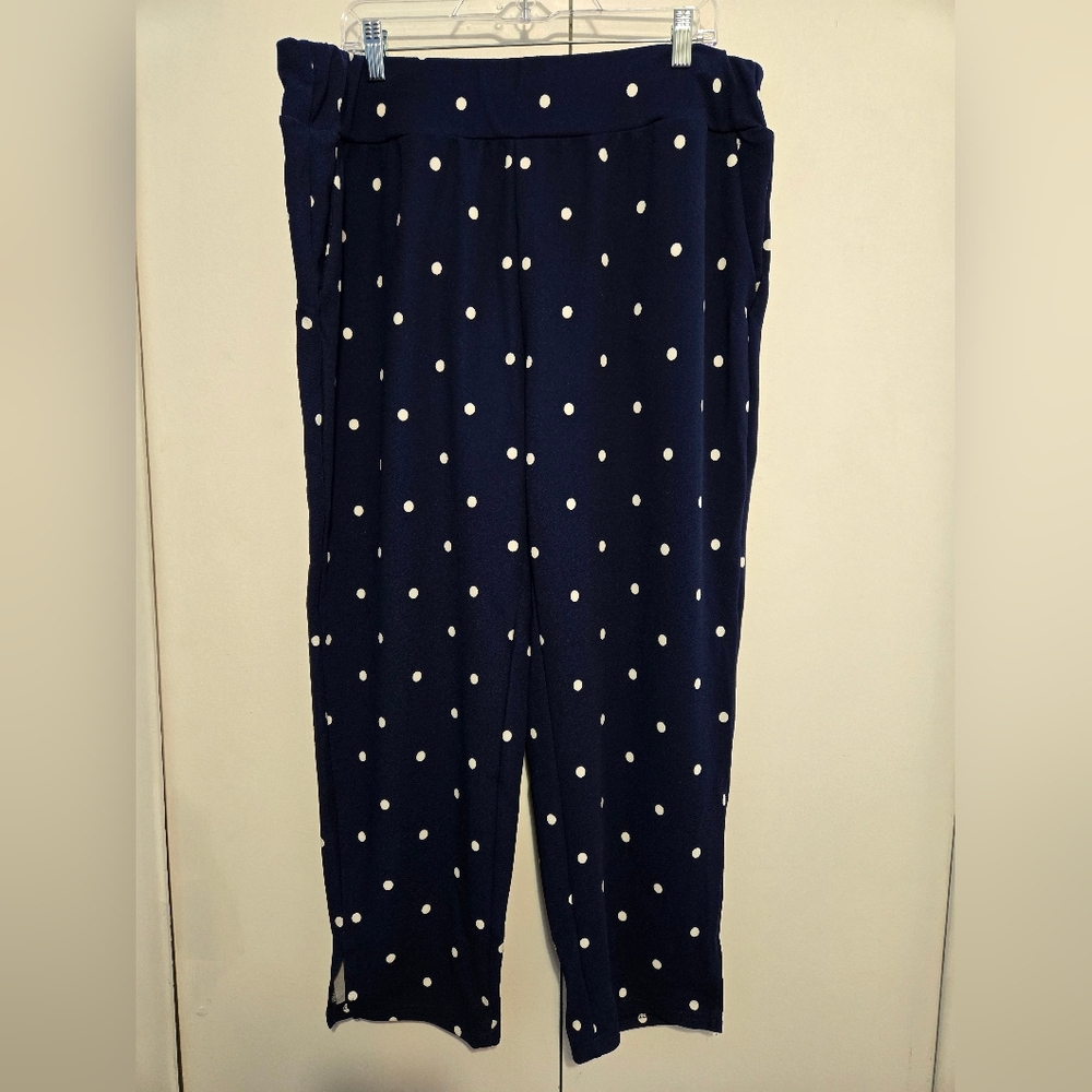 SHEIN Women's Navy Polka Dot Wide Leg Pants- Size 4X